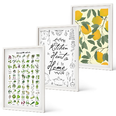 Cadre photo mural Herbes aromatiques de cuisine au citron peint