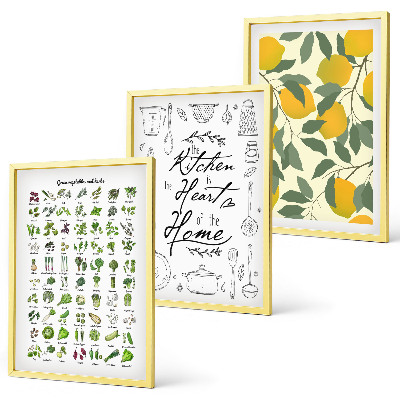 Cadre photo mural Herbes aromatiques de cuisine au citron peint