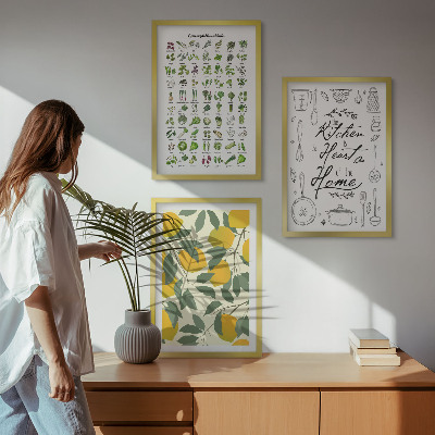 Cadre photo mural Herbes aromatiques de cuisine au citron peint