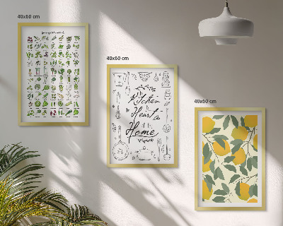 Cadre photo mural Herbes aromatiques de cuisine au citron peint