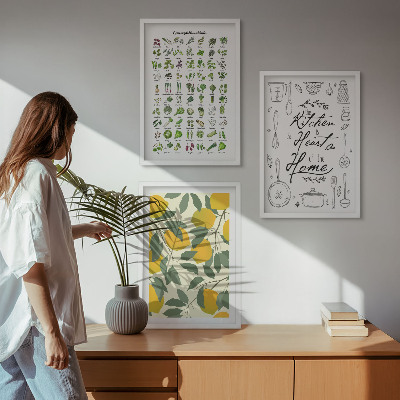 Cadre photo mural Herbes aromatiques de cuisine au citron peint