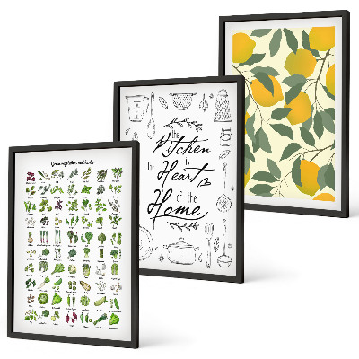 Cadre photo mural Herbes aromatiques de cuisine au citron peint