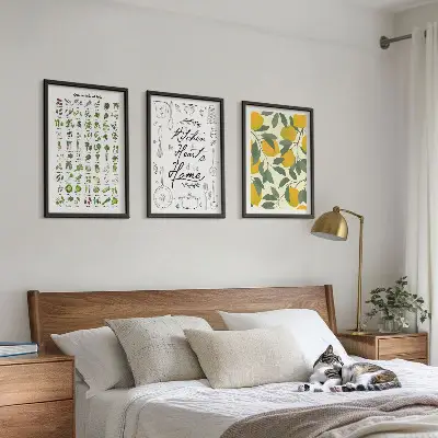 Cadre photo mural représentant des herbes aromatiques de cuisine peintes au citron