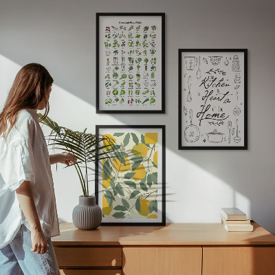 Cadre photo mural Herbes aromatiques de cuisine au citron peint