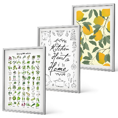 Cadre photo mural Herbes aromatiques de cuisine au citron peint