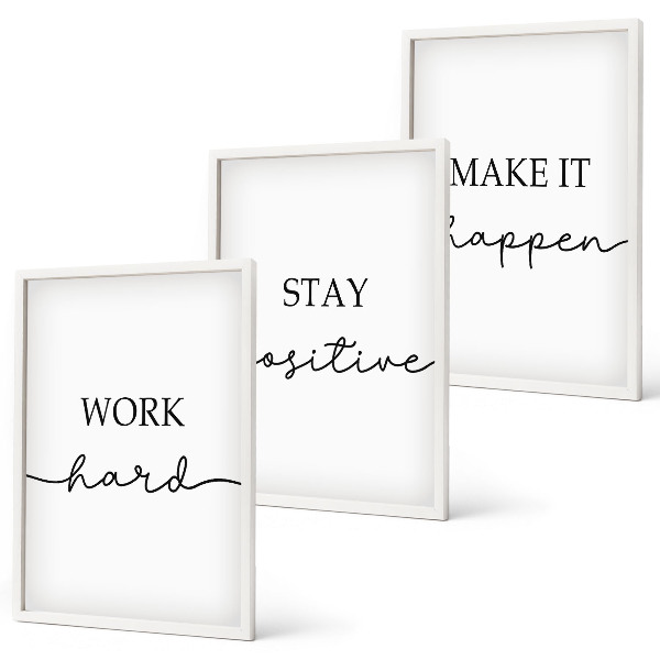 Lot de 3 tableaux pour salon Inscriptions minimalistes et motivantes