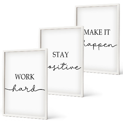 Lot de 3 tableaux pour salon Inscriptions minimalistes et motivantes
