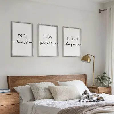 Lot de 3 tableaux pour salon avec inscriptions minimalistes et motivantes
