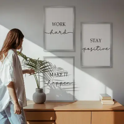 Lot de 3 tableaux pour salon avec inscriptions minimalistes et motivantes