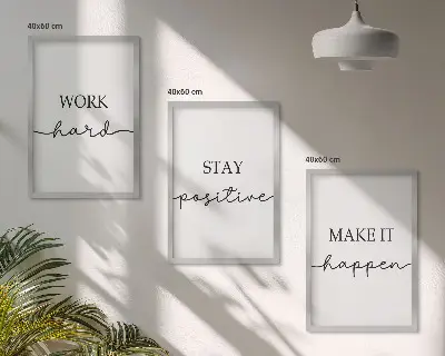 Lot de 3 tableaux pour salon avec inscriptions minimalistes et motivantes