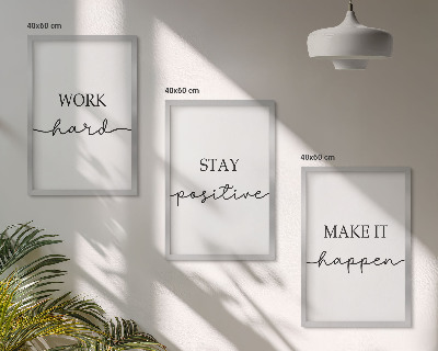 Lot de 3 tableaux pour salon Inscriptions minimalistes et motivantes