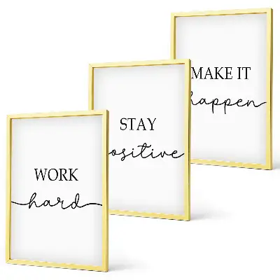 Lot de 3 tableaux pour salon avec inscriptions minimalistes et motivantes