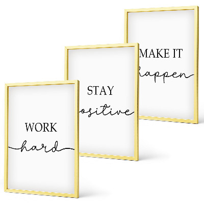Lot de 3 tableaux pour salon Inscriptions minimalistes et motivantes