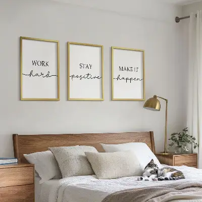 Lot de 3 tableaux pour salon avec inscriptions minimalistes et motivantes
