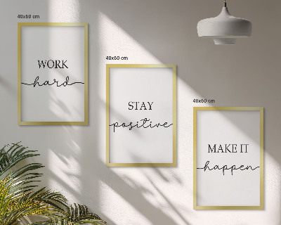 Lot de 3 tableaux pour salon Inscriptions minimalistes et motivantes