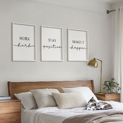 Lot de 3 tableaux pour salon Inscriptions minimalistes et motivantes