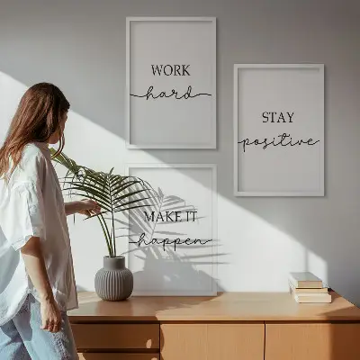 Lot de 3 tableaux pour salon avec inscriptions minimalistes et motivantes