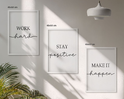 Lot de 3 tableaux pour salon Inscriptions minimalistes et motivantes