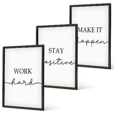 Lot de 3 tableaux pour salon Inscriptions minimalistes et motivantes