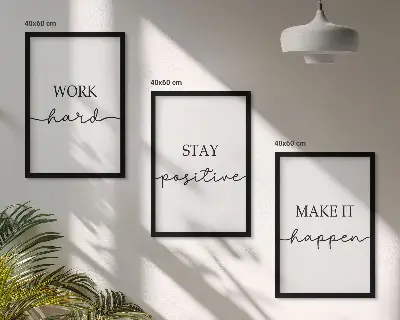Lot de 3 tableaux pour salon avec inscriptions minimalistes et motivantes