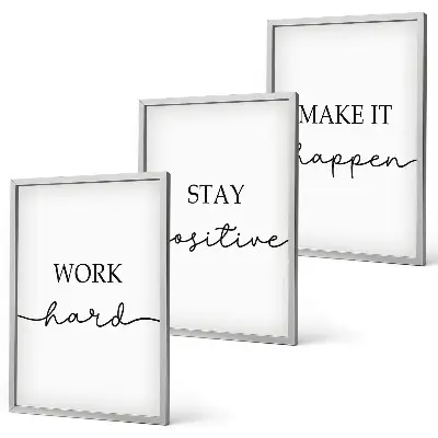 Lot de 3 tableaux pour salon avec inscriptions minimalistes et motivantes