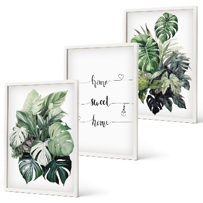 Cadre photo mural Feuilles de Monstera à l'aquarelle