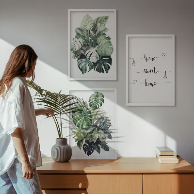 Cadre photo mural Feuilles de Monstera à l'aquarelle