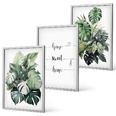Cadre photo mural Feuilles de Monstera à l'aquarelle