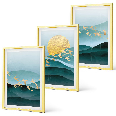 Lot de 3 tableaux pour salon Paysages abstraits de coucher de soleil