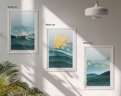 Lot de 3 tableaux pour salon Paysages abstraits de coucher de soleil