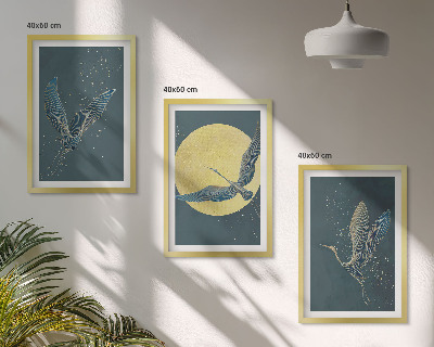 Cadre photo mural Grues en vol la nuit