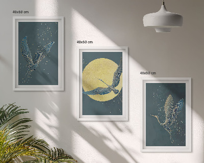 Cadre photo mural Grues en vol la nuit