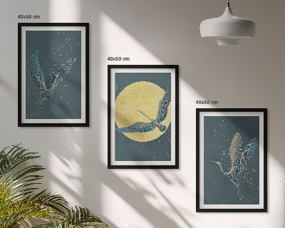 Cadre photo mural Grues en vol la nuit