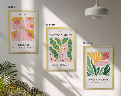 Lot de 3 tableaux pour salon Affiches modernes de fleurs et de feuilles