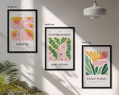 Lot de 3 tableaux pour salon Affiches modernes de fleurs et de feuilles