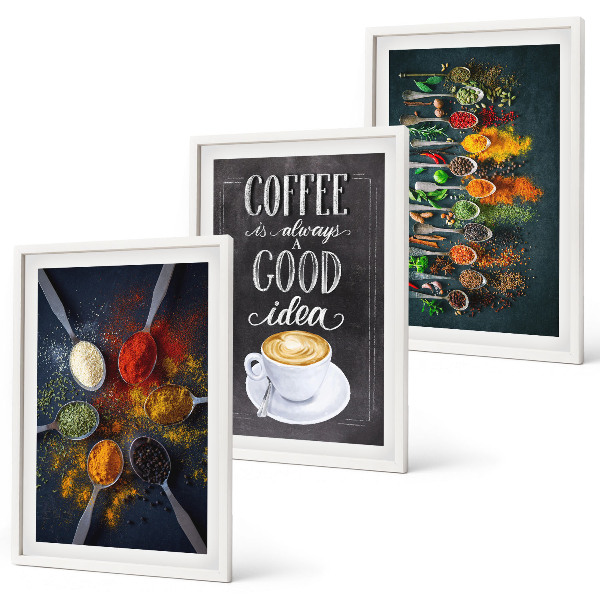 Cadre photo mural Épices, café, herbes, motifs