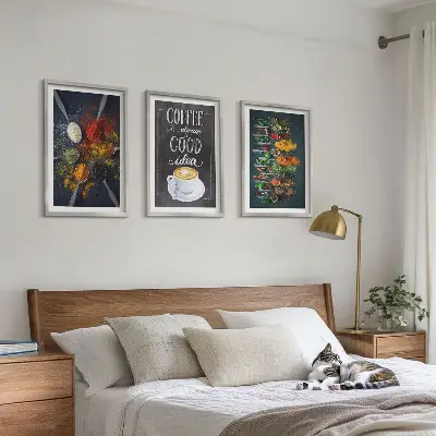 Cadre photo mural avec motifs d’épices, de café et d’herbes aromatiques