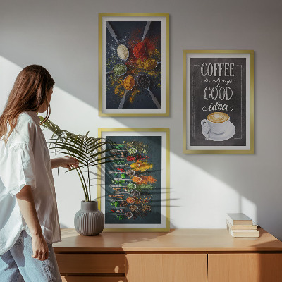 Cadre photo mural Épices, café, herbes, motifs