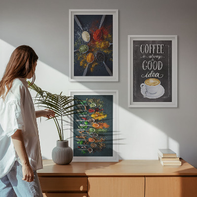 Cadre photo mural Épices, café, herbes, motifs
