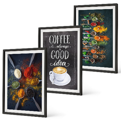 Cadre photo mural Épices, café, herbes, motifs