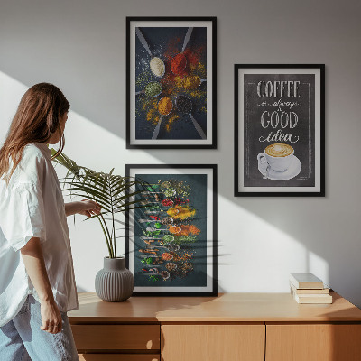 Cadre photo mural Épices, café, herbes, motifs