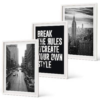 Lot de 3 tableaux pour salon Inspiration pour les rues de la ville en noir et blanc