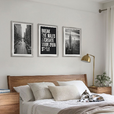 Lot de 3 tableaux pour salon Inspiration pour les rues de la ville en noir et blanc