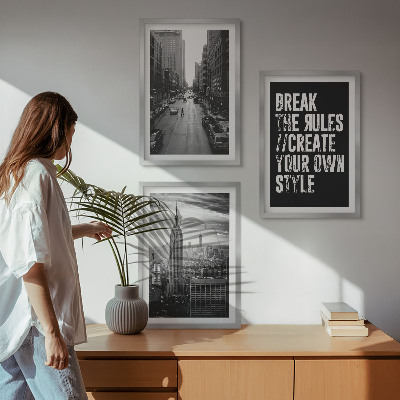 Lot de 3 tableaux pour salon Inspiration pour les rues de la ville en noir et blanc