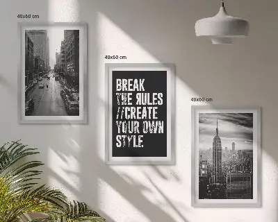 Lot de 3 tableaux pour salon représentant des rues de ville en noir et blanc