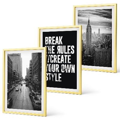 Lot de 3 tableaux pour salon Inspiration pour les rues de la ville en noir et blanc
