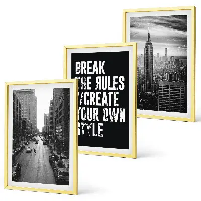 Lot de 3 tableaux pour salon représentant des rues de ville en noir et blanc