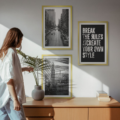 Lot de 3 tableaux pour salon Inspiration pour les rues de la ville en noir et blanc
