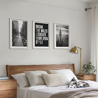 Lot de 3 tableaux pour salon Inspiration pour les rues de la ville en noir et blanc