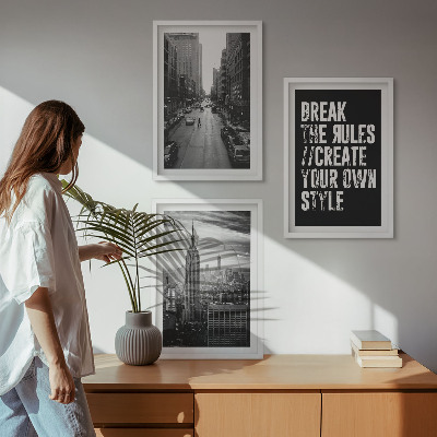 Lot de 3 tableaux pour salon Inspiration pour les rues de la ville en noir et blanc